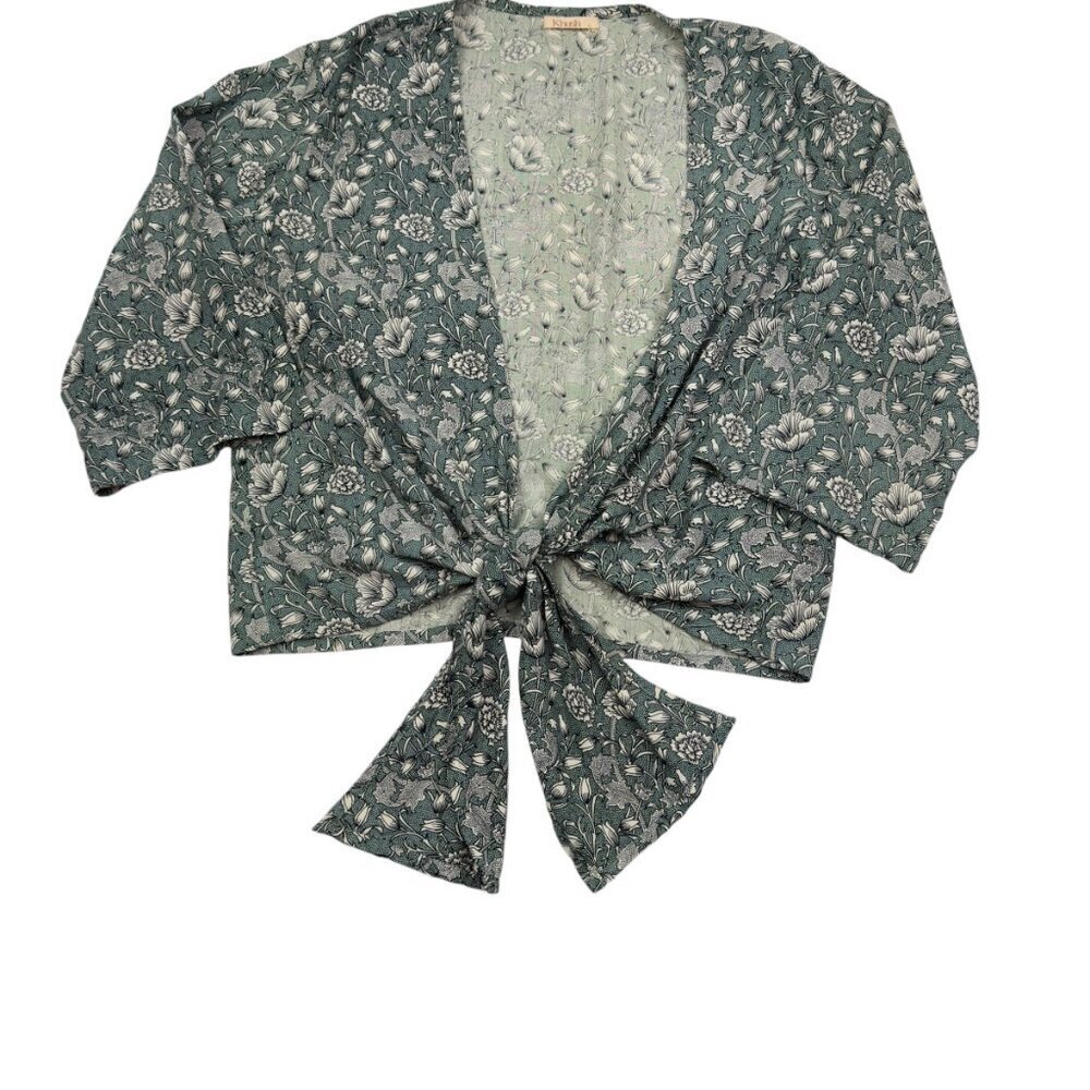 Khush 100% Rayon Boho Floral Tie Front Kimono Empire Sleeves Women's Size Small